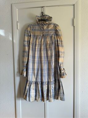 Silk Plaid Avavav Ruffle Midi Dress - xs/s